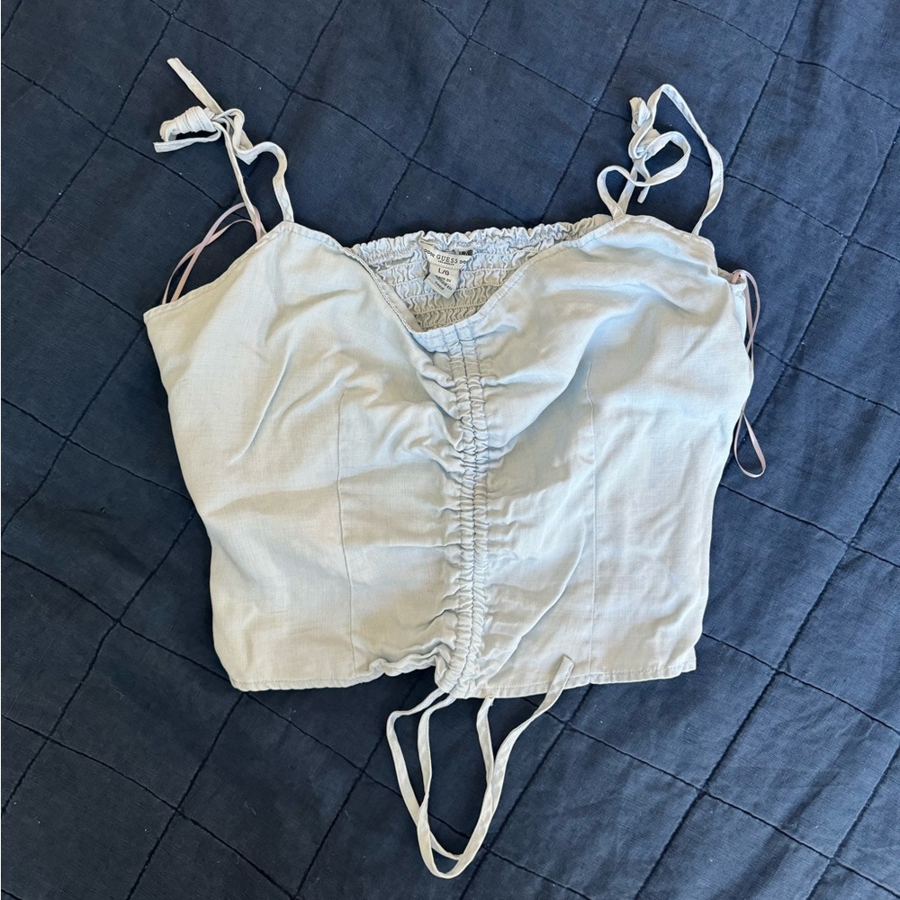 Guess Chambray Ruched Tank